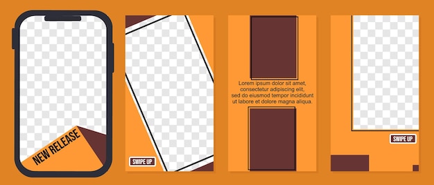 social media story design for mobile app ads brown color. template set