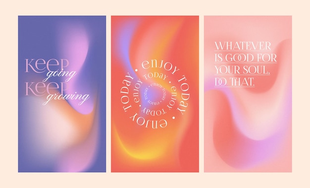 Social media story gradient aesthetic quotes template collection