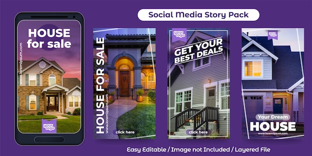 Vector social media story post for real estate