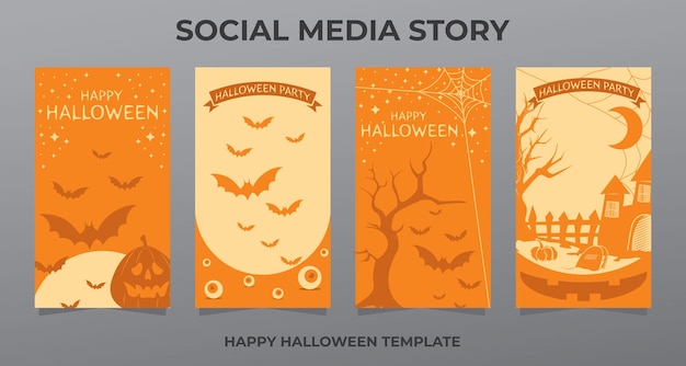 Social media story template halloween concep