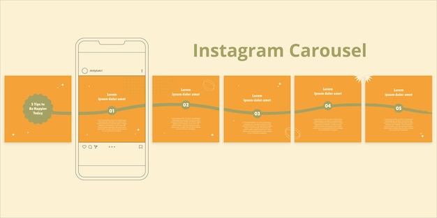 Social media strategy instagram carousel post Premium Vector