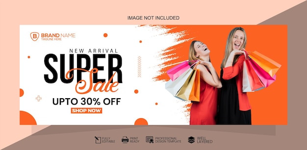 Vector social media super sale banner design. super sale facebook cover template