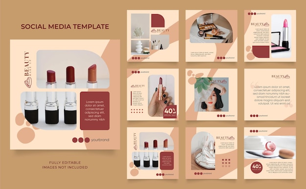 Social media template banner blog beauty and fashion sale promotion fully editable instagram and facebook square post frame puzzle organic sale poster