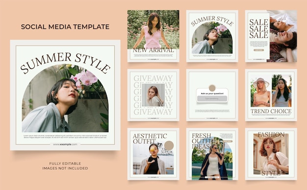 social media template banner fashion sale promotion fully editable instagram and facebook square post frame puzzle organic sale poster