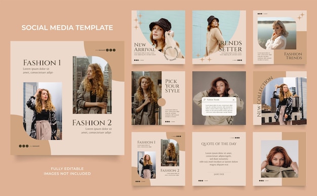 Social media template banner fashion sale promotion fully editable instagram and facebook square post frame puzzle organic sale poster