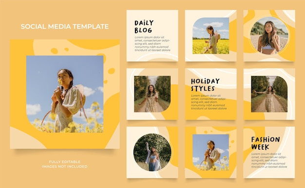 Vector social media template banner fashion sale promotion fully editable instagram and facebook square post frame puzzle organic sale poster