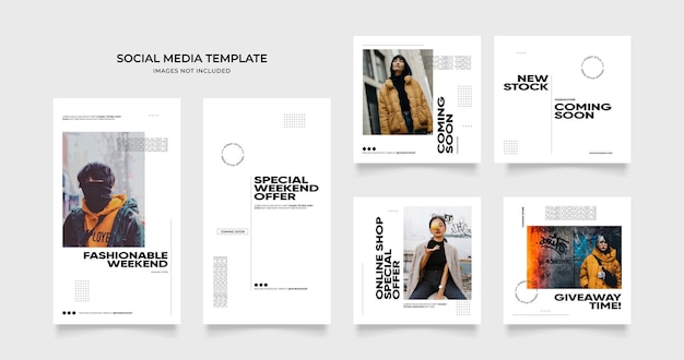 social media template banner fashion sale promotion fully editable instagram and facebook square post frame puzzle trendy sale poster white color vector background