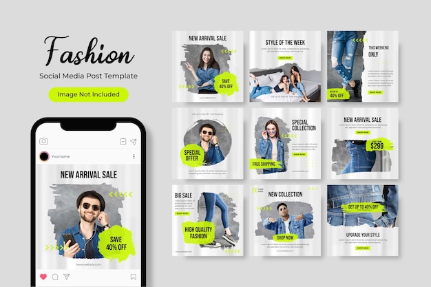 Modello di social media banner moda vendita promozione completamente modificabile instagram post frame quadrato