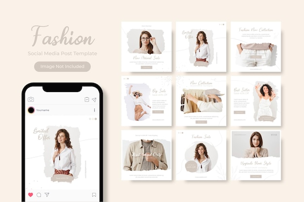 Social media template banner fashion sale promotion fully editable instagram square post frame