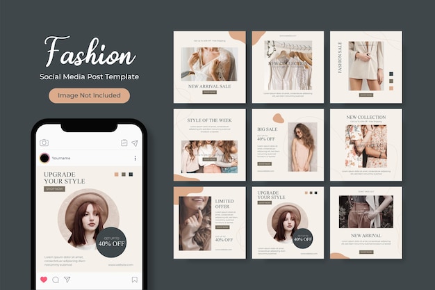 Social media template banner fashion sale promotion fully editable instagram square post frame