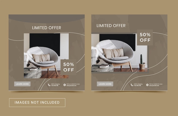 Vector social media template banner flyer for instagram interior furniture ads