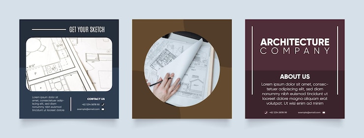 Vector social media template banner house architecture service promotion fully editable instagram and facebook square post frame puzzle organic sale poster