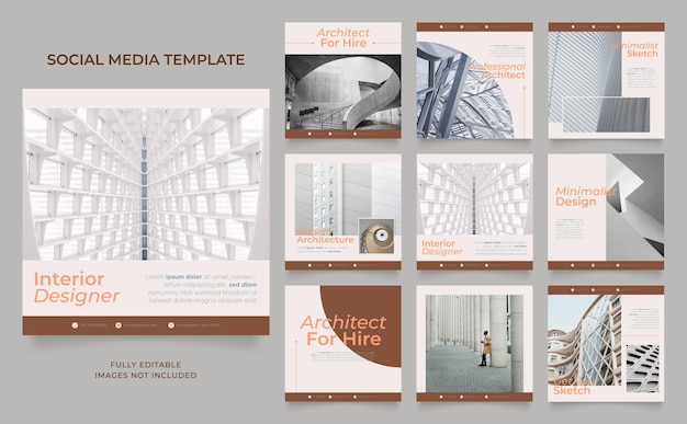 social media template banner house architecture service promotion fully editable instagram and facebook square post frame puzzle organic sale poster
