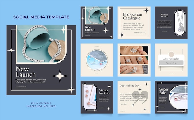 social media template banner jewelry sale promotion. fully editable instagram and facebook square po