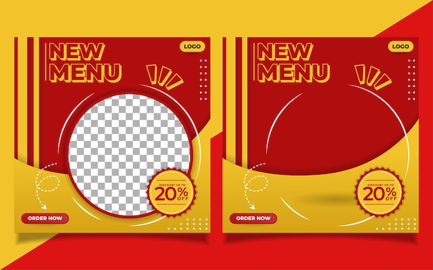 Social media template banner voor culinaire nieuwe menu banners voor social media promotie en print