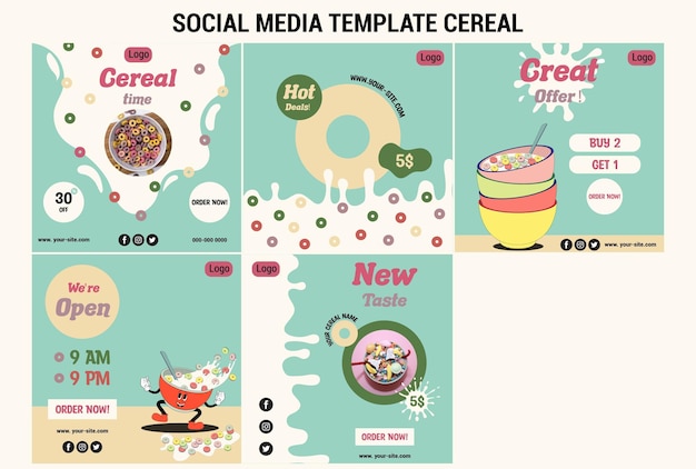 social media template cereal