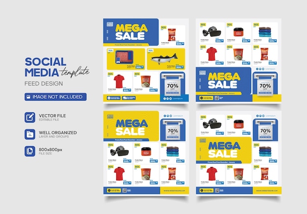 social media template collection for minimarket sale promotion