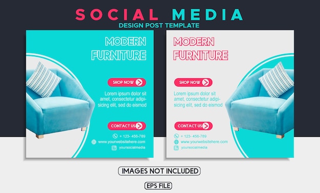 Social media template design themed furniture