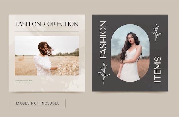 Social media template for fashion collection flyer banner square