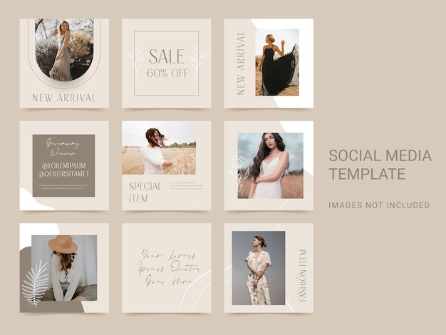 Vector social media template fashion instagram post flyer banner ad promotion