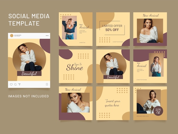 Social media template fashion women puzzle feed