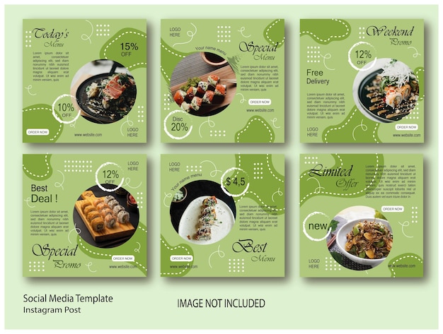 Vector social media template food green colour