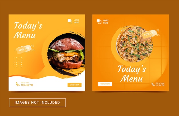 Social media template for food post square flyer instagram post