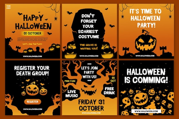 Vector social media template for halloween party