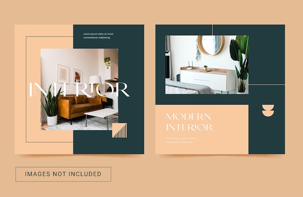 Vector social media template interior furniture square flyer banner aesthetic ad promotion