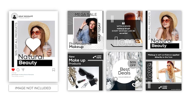 メイクアップコレクションのソーシャルメディアテンプレート