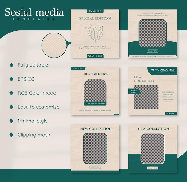 social media template minimimal design green