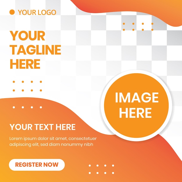 Social media template orange color shapes background design eps file