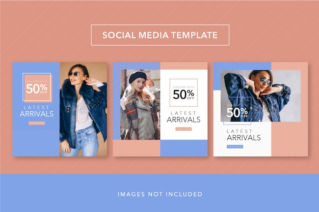 Social media template peach and blue