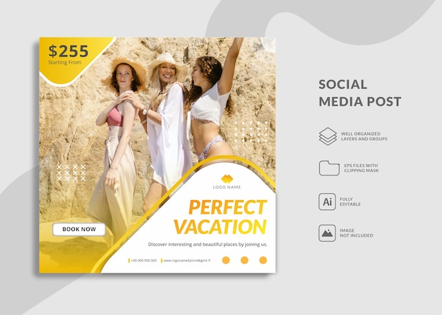 social media template perfect destination theme