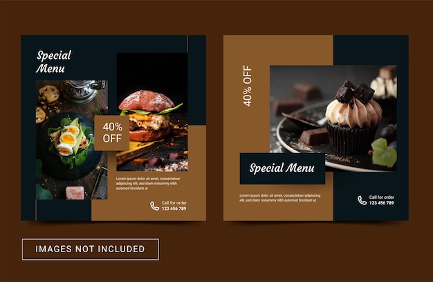 Social media template post banner instagram for food culinary restaurant premium vector