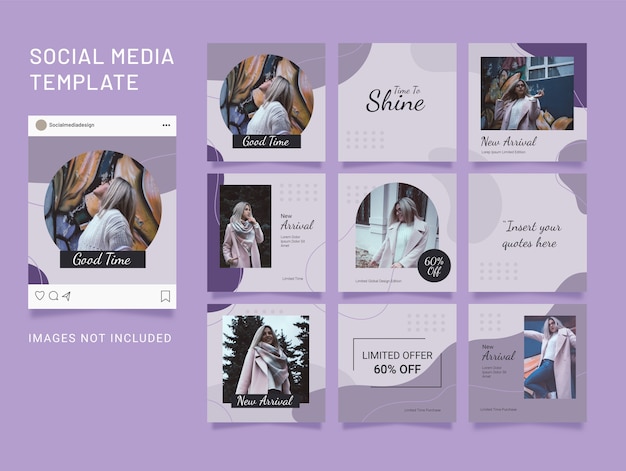 Vector social media template post fashion women puzzle