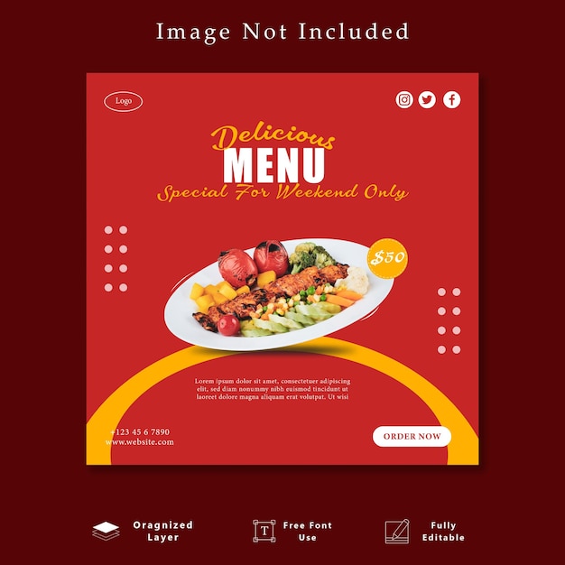 Vector social media template post food menu free