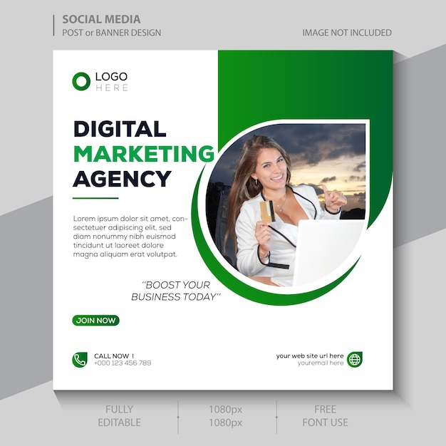 social media template post for promotion template post for ads design with green color