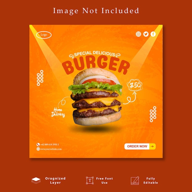 Vector social media template post voor restaurant food menu