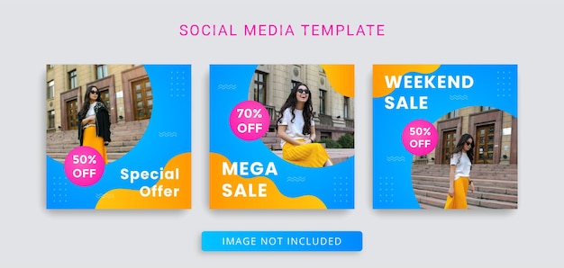 Social media template for promotion web banner square for ad