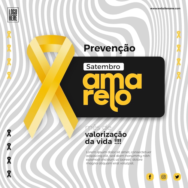 шаблон социальной сети для социальной кампании satembro amarelo