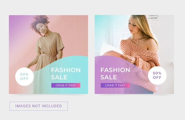 Vector social media template square banner flyer for fashion item