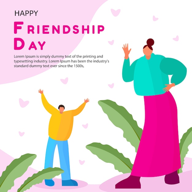 social media template vector illustration design happy Friendship Day