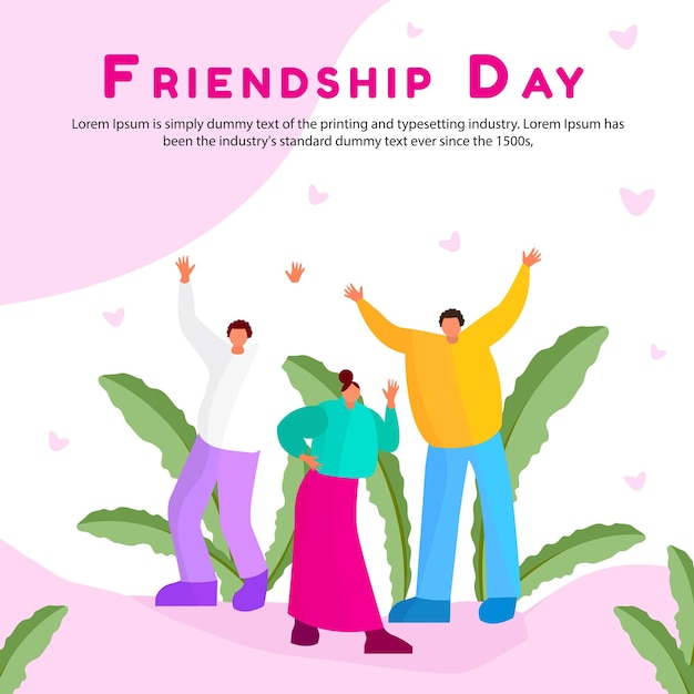Social media template vector illustration design happy friendship day
