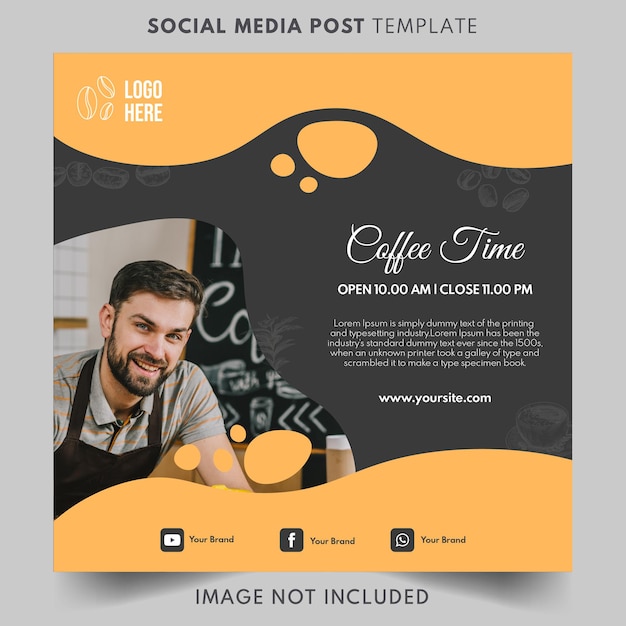 Social media template with coffee concept