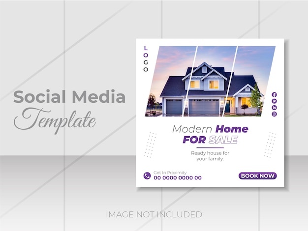 Vector a social media template with a house and a text box