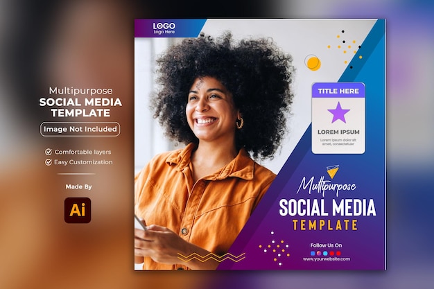 A social media template with a woman on it