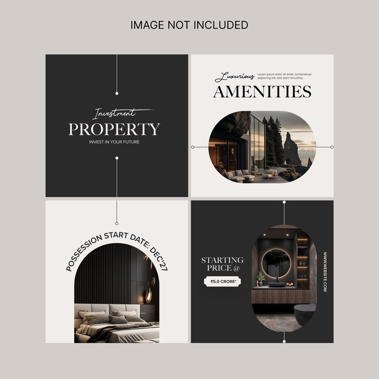 Vector social media templates for real estate