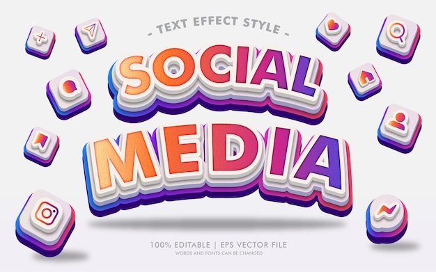 Vector social media text effects style