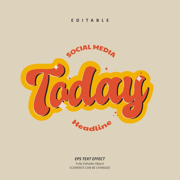 Social media today headline vintage text effect editable premium premium vector